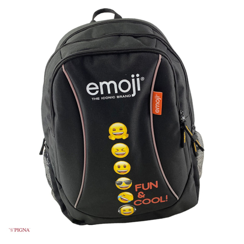 Bagaje si Accesorii - Ghiozdan Pigna Classic Emoji, pentru scoala generala, fun, negru, 32x17x46 cm