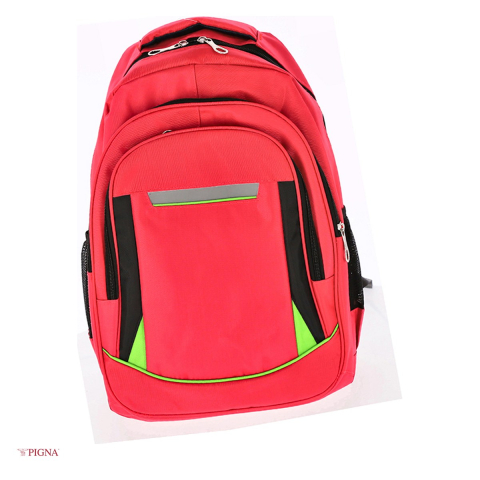 Bagaje si Accesorii - Ghiozdan Pigna, din poliester, pentru gimnaziu sau liceu, teens 3 fermoare, rosu, 45x30x13 cm