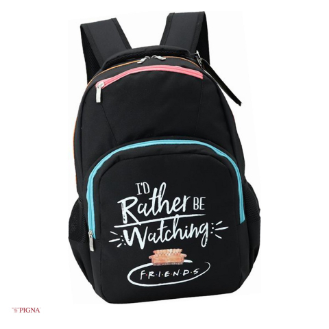Bagaje si Accesorii - Ghiozdan Pigna Friends, din poliester, pentru scoala generala, teens 3 fermoare, negru, 45x32x14 cm
