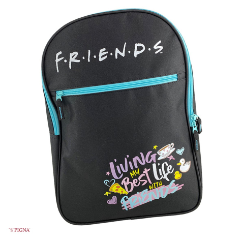 Bagaje si Accesorii - Ghiozdan Pigna Friends, pentru scoala generala, 2 fermoare, negru, 30x14x42 cm