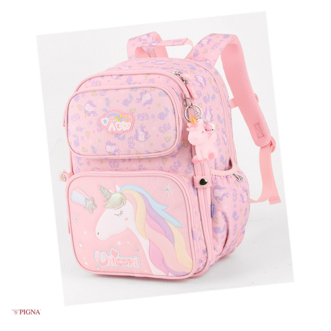 Bagaje si Accesorii - Ghiozdan Pigna Funtasy Unicorn, pentru prescolari, 3 fermoare, roz, 38x30x18 cm