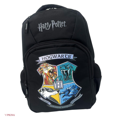 Bagaje si Accesorii - Ghiozdan Pigna Harry Potter, din poliester, pentru scoala generala, teens 3 fermoare, negru, 45x32x14 cm