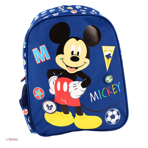 Bagaje si Accesorii - Ghiozdan Pigna Mickey Mouse, din poliester, pentru prescolari, multicolor, albastru, 36x23x10 cm