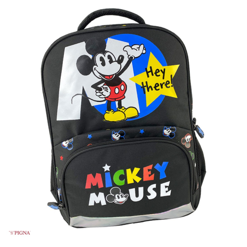 Bagaje si Accesorii - Ghiozdan Pigna Mickey Mouse, pentru scoala generala, negru, 30x12x42 cm