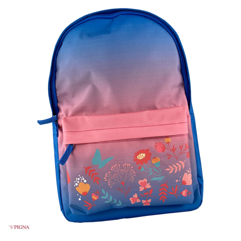 Bagaje si Accesorii - Ghiozdan Pigna SCS Teens Pink Flower, pentru liceu, albastru-rosu, 32x14x44 cm