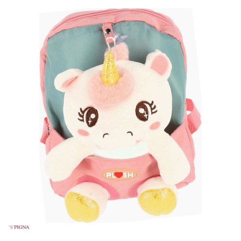 Bagaje si Accesorii - Ghiozdan Pigna Unicorn, pentru prescolari, plush, roz, 26x22x10 cm