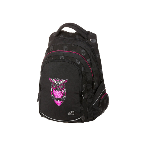 Ghiozdane si rucsacuri scolare - Ghiozdan scolar pentru fete, Fame Night Owl, produs Walker by Schneiders, 32 x 44 x 24 cm, negru