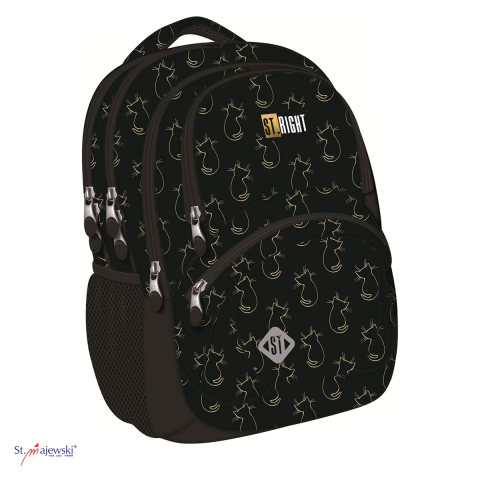 Gama de rucsacuri - Ghiozdan St.Majewski St.Right BP-05 Golden Cats pentru liceu, 42x30x19 cm, 26 l