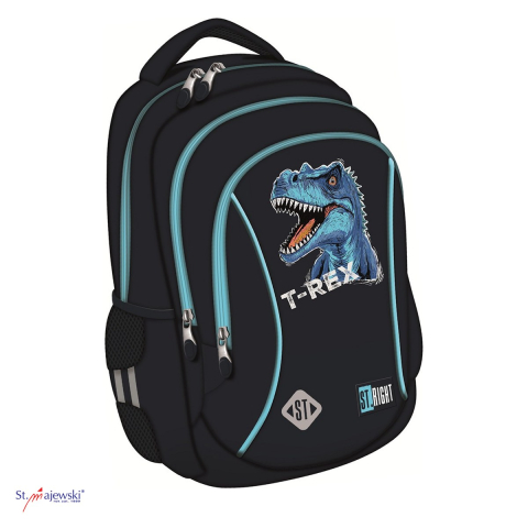 Gama de rucsacuri - Ghiozdan St.Majewski St.Right BP-26 Blue T-Rex pentru clasa 0, 39x27x17 cm, 20 l