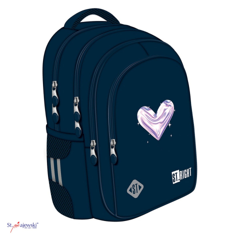 Gama de rucsacuri - Ghiozdan St.Majewski St.Right BP-58 Moonlight Heart pentru clasele I-IV, 40x28x18 cm, 22 l, negru multicolor