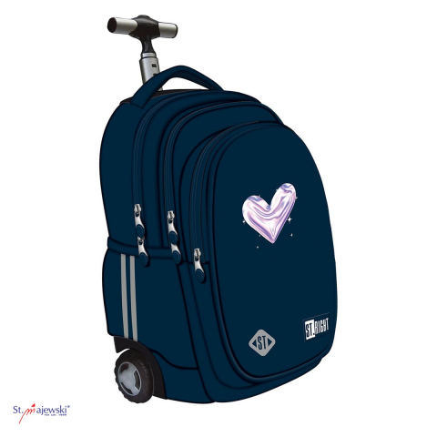 Gama de rucsacuri - Ghiozdan troller St.Majewski St.Right TB-01 Moonlight Heart, 44x32x25 cm, 26 l, albastru