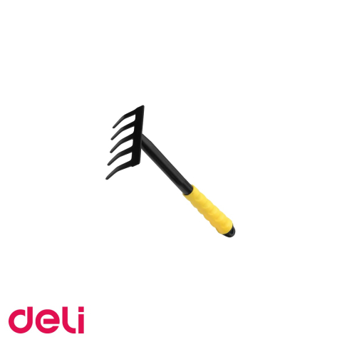 Unelte gradina - Grebla de gradina Deli, 30 cm, metal forjat rezistent, maner bicolor ergonomic