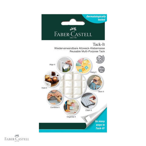 Articole lipire - Guma adeziva Faber-Castell Tack-It, repozitionabila, 90 pastile, 50g, pentru birou, scoala si proiecte creative