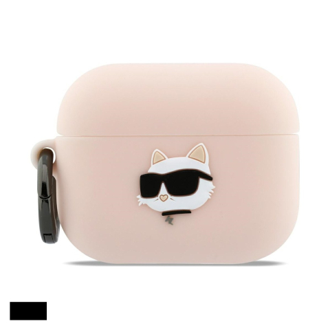 Huse casti - Husa casti Karl Lagerfeld Chaupette Head 3D pentru AirPods Pro 3, Roz