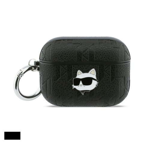 Huse casti - Husa casti Karl Lagerfeld Monogram Choupette Head pentru AirPods Pro 3, Negru