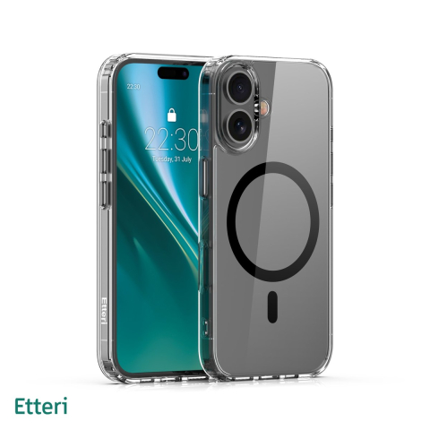 Huse si protectii pentru iPhone 16 Plus - Husa Etteri Color Mag pentru iPhone 16 Plus, Carcasa magnetica, Negru