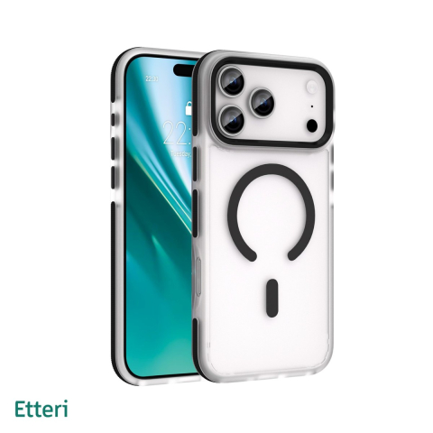 Huse si protectii smartphone - Husa Etteri Icy Mag pentru iPhone 17 Pro Max, Carcasa magnetica, protectie telefonica, marginile antiderapante, buton metalic, TPU (poliuretan termoplastic), PC, Negru