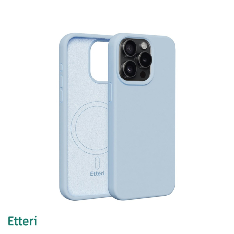 Huse si protectii smartphone - Husa Etteri Silicone Mag pentru iPhone 15 Pro Max, Carcasa magnetica, Albastru
