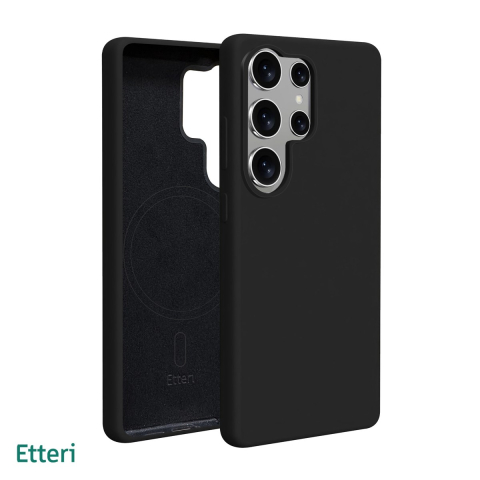 Huse si protectii pentru Samsung Galaxy S25 Ultra - Husa Etteri Silicone Mag pentru Samsung Galaxy S25 Ultra, Carcasa magnetica, Negru