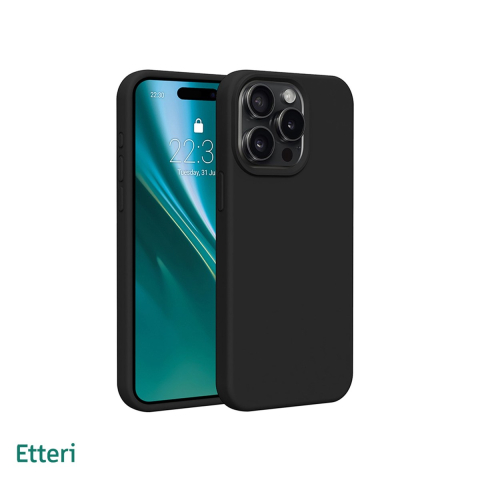 Huse si protectii pentru iPhone 15 Pro - Husa Etteri Silicone pentru iPhone 15 Pro, Carcasa, Negru