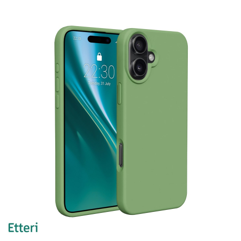 Huse si protectii pentru iPhone 16 Plus - Husa Etteri Silicone pentru iPhone 16 Plus, Carcasa, Verde