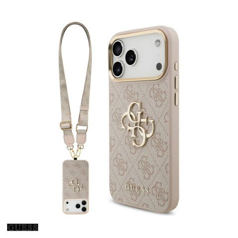 Huse si protectii pentru iPhone 17 Pro Max - Husa Guess 4g Big 4g Classic Logo Big Strap pentru iPhone 17 Pro Max, Carcasa, Roz