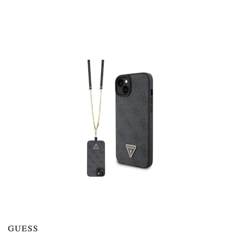 Huse si protectii pentru iPhone 15 Plus - Husa Guess Crossbody Metal Logo pentru iPhone 15 Plus, Carcasa, Negru