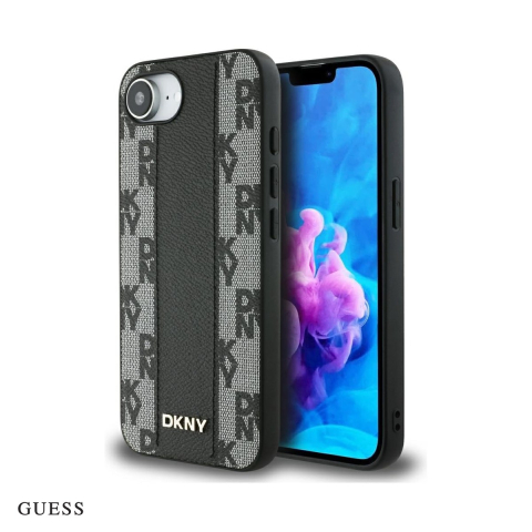 Huse si protectii pentru iPhone 16e - Husa Guess Hc PU Checkered Pattern pentru iPhone 16e, Carcasa magnetica, Negru
