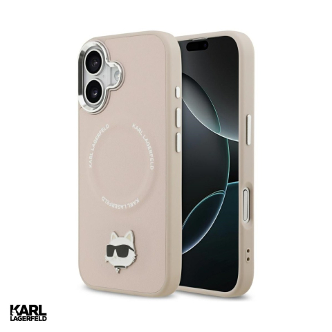 Huse si protectii pentru iPhone 17 - Husa Karl Lagerfeld Choupette Pin pentru iPhone 17, Carcasa magnetica, Roz