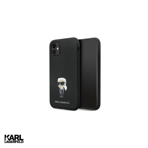 Huse si protectii pentru iPhone 11 - Husa Karl Lagerfeld Hc Silicone Ikonik Metal pentru iPhone 11, Carcasa, Negru