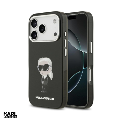 Huse si protectii pentru iPhone - Husa Karl Lagerfeld Iml Aquarelle Karl & Logo pentru iPhone 17 Pro, Carcasa magnetica, Negru