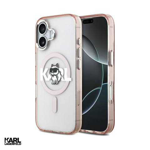 Huse si protectii pentru iPhone 17 - Husa Karl Lagerfeld Iml Choupette Sketch Logo pentru iPhone 17, Carcasa magnetica, Roz