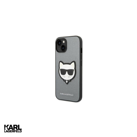 Huse si protectii pentru iPhone 14 Plus - Husa Karl Lagerfeld PU Saffiano Choupette pentru iPhone 14 Plus, Carcasa, Argintiu