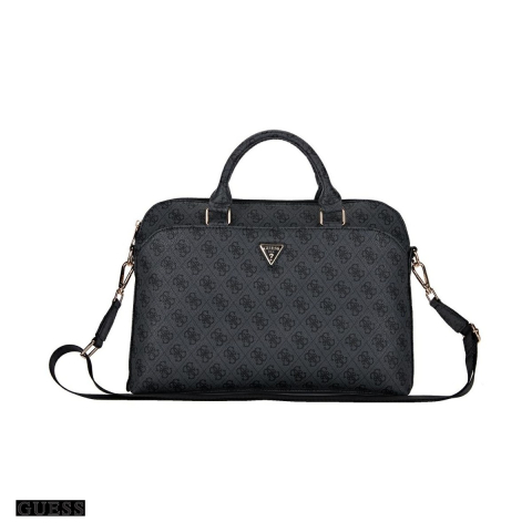 Genti si huse laptop - Husa laptop Guess 4G Zipper Pocket & Triangle Logo 15", Negru