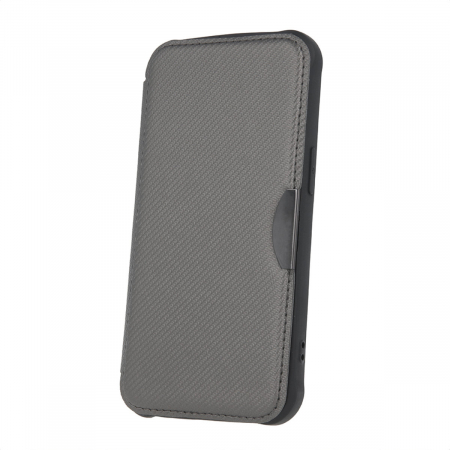 Huse si protectii pentru Xiaomi Redmi 13C 4G - Husa Smart Carbon, compatibila cu Xiaomi Redmi 13C 4G, premium flip book cu inchidere magnetica si margini intarite, buzunar card, gri