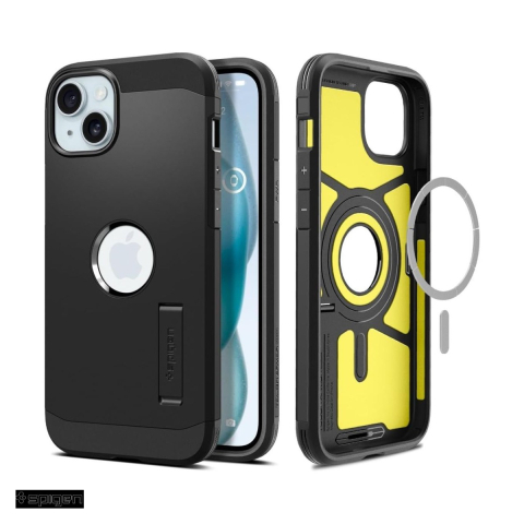 Huse si protectii pentru iPhone 15 - Husa Spigen Tough Armor Mag pentru iPhone 15, Carcasa magnetica, Negru