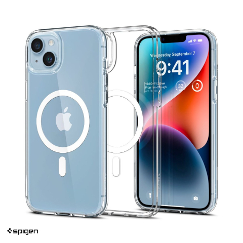 Huse si protectii pentru iPhone 14 - Husa Spigen Ultra Hybrid pentru iPhone 14, Carcasa magnetica, Alb
