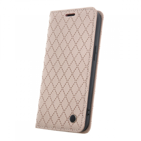 Huse si protectii pentru Samsung Galaxy A55 5G - Husa tip carte, Smart Caro, compatibila cu Samsung Galaxy A55 5G, cu inchidere magnetica si functie stand, buzunar card, bej