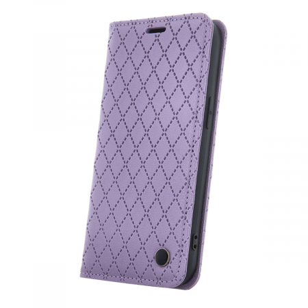 Huse si protectii pentru Samsung Galaxy A55 5G - Husa tip carte, Smart Caro, compatibila cu Samsung Galaxy A55 5G, cu inchidere magnetica si functie stand, buzunar card, mov