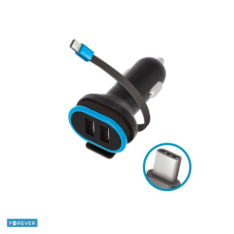 Accesorii IT - Incarcator auto Forever CC-02, 3 A, 2x USB, negru