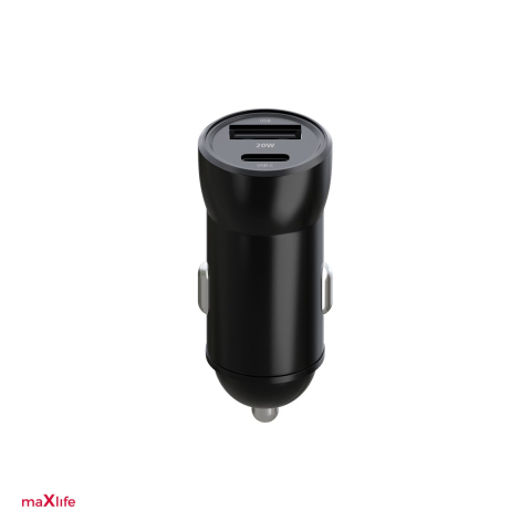 Accesorii IT - Incarcator auto Maxlife MXCC-04, PD QC 20 W, 1x USB-C + 1x USB, negru