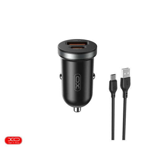 Incarcator auto - Incarcator auto XO CC56, PD QC 30 W, 1x USB + 1x USB-C, cu cablu USB - USB-C, negru