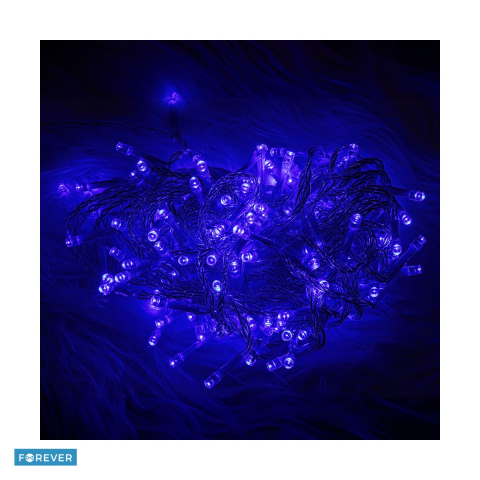 Iluminat sezonier - Instalatie luminoasa 180LED cu lumina albastra, lungime 14,4 m, cablu alimentare 3m, consum 3.6W, 8 moduri de iluminare