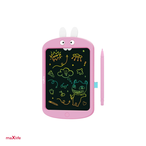 Jucarii educative - Jucarie educativa copii, Maxlife kids writing board MXWB-02, tabla de scris cu pix si buton de stergere, Roz