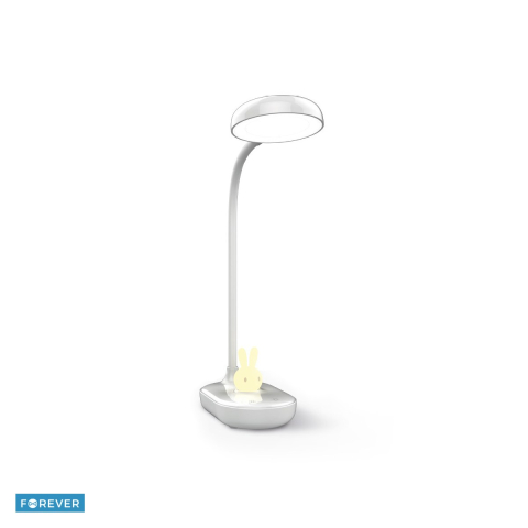 Lampi iluminare - Lampa de birou LED Forever Light Astrid FLB-30, cu lumina veghe iepuras, 4.5 W, 1200 mAh, alb deschis, cablu USB-C 1.5m, dimensiuni 145 x 92 x 453mm, 4000K, cu dimmer