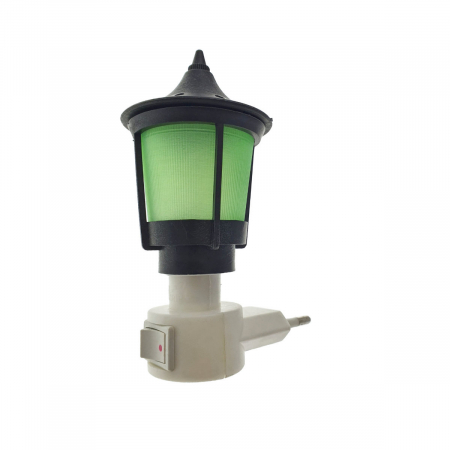Lampa veghe - Lampa de veghe cu buton intrerupator, design felinar cu abajur verde