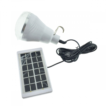 Lampi solare - Lampa LED cu panou solar detasabil, GR-020, carlig de prindere, lungime cablu 2.6m, buton control, alb