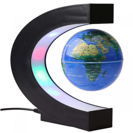 Lampa birou - Lampa LED decorativa Glob Terra cu levitatie magnetica, diametru 85 mm, cu incarcator priza EU