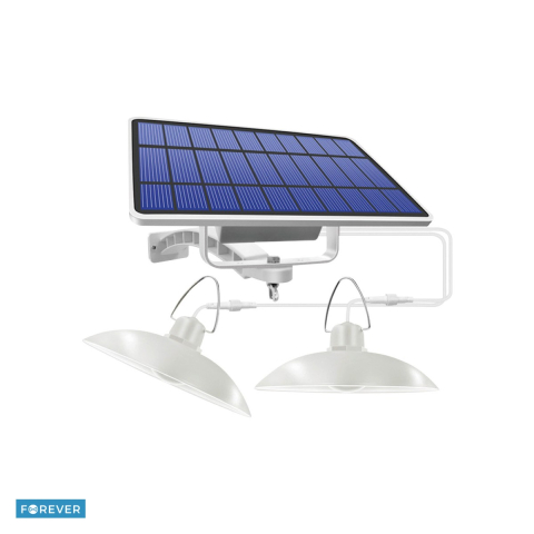 Lampi solare - Lampa solara dubla LED SMD cu dimensiuni 150 x 150 x 60mm, Forever Light Sunari FLS-80, 6 W, 520 lm, lumina neutra 4500K, acumulator 5500 mAh, panou solar Laminat 5V, 3.5W cu dimensiuni 197 x 117 x 50
