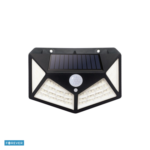 Lampi solare - Lampa solara LED Forever Sunari FLS-65 100*SMD PIR 6W, 480lm, 6000K, 1200 mAh, dimensiuni 100 x 135 x 51mm, Neagra